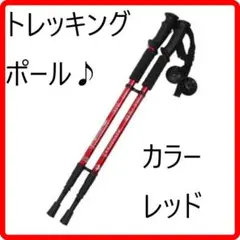 【大人気】トレッキングポール 軽量アルミ製 三段式伸縮シャフト レッド