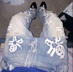UKドリル ダメージジーンズ BLUE AMIRI mnml