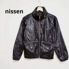 nissen ニッセン ナイロンジャケット 収納式フード ブラック 【SS】