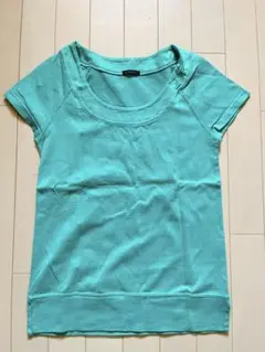CROLL ターコイズ ラウンドネック 半袖Tシャツ