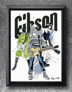 江口寿史/Gibson・ギブソン【A4サイズ写真ポスターフレーム付き２点セット】