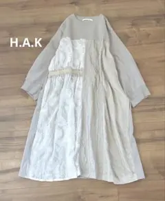H.A.K ハク　アシンメトリーチュニックカットソー　日本製　異素材　裏毛