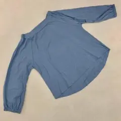 アースミュージックエコロジーオフショ ルダー ブラウス 七分袖 サックス
