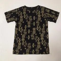 チャイハネ yul サボテン柄 Tシャツ 黒