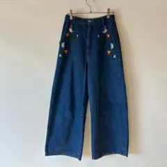 merlot レディース デニムパンツ ジーンズ ワイド ハイウエスト M