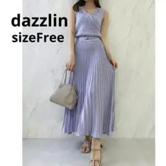 美品☆ダズリン　カシュクールプリーツワンピース　ラベンダー　フリーサイズ