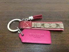 COACH コーチ　ロゴチャーム　シグネチャー キャンバス レザー　＆　フリンジ