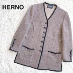 ★大きいサイズ44★ HERNO ヘルノ ノーカラージャケット アンゴラ混