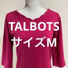 TALBOTS ピンク スカラップネック 五分袖トップス (0472)