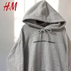 H&M パーカー グレー 刺繍ロゴ スウェット 春 秋 メンズ レディース