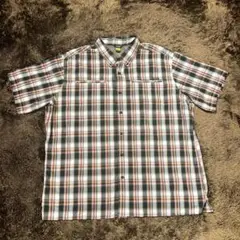 エディバウアー シャツ チェック ビックシルエット 半袖 赤白黒 2XL