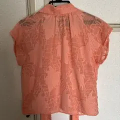 andemiu 後ろリボン付きピンクオレンジブラウス Fサイズ