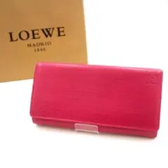 ✨極美品✨LOEWE 長財布 アナグラム ピンク リネン 希少 折り財布