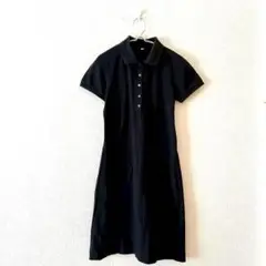 ☆【無印良品】ポロワンピース ロング丈 ハーフボタン 半袖 Ａライン 綿混 Ｍ