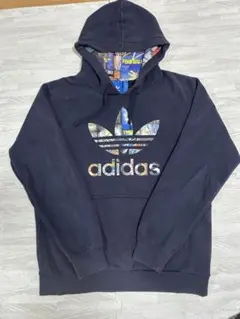 adidas ネイビー フード付きパーカー