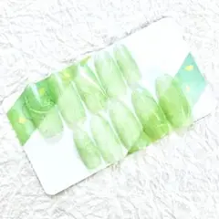 【現品限り】 ネイルチップ 和紙 和風 緑 グリーン