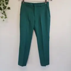 自由区　テーパードパンツ　ドライオックス　緑　サイズ36　麻混　美品