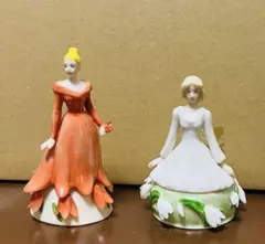 陶器製女性フィギュアアクセサリー入れ2点セット