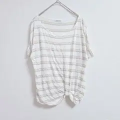 ニュウヨーカー ストライプ 半袖 Tシャツ M レーヨン ねじれデザイン