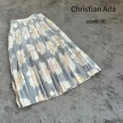 Christian Ada プリーツスカート 花柄スカート 膝丈スカート M
