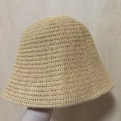 ベージュ ストロー バケットハット