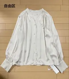 新品／自由区　大きいサイズ【洗える・ＵＶケア・吸放湿性】シルクストレッチブラウス