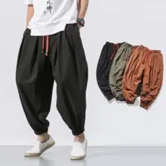 人気のサルエルパンツ 黒 軽量素材　2ＸＬ