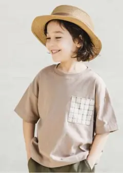 新品未使用　ペアマノンポケット付きブラウンTシャツ