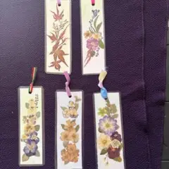 押し花デザイン しおり 5枚セット４番