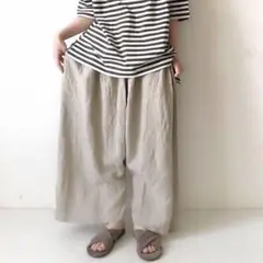 イチアンティークス　リネン100%サルエルパンツ　製品染め　Free 日本製 ICHI Antiquites (イチアンティークス) リネンランダム