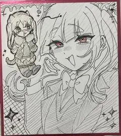 女の子　萌え絵　色紙　イラスト　地雷系