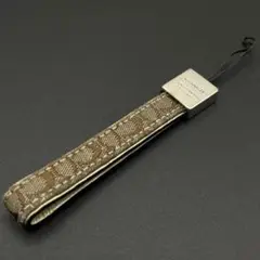良品　コーチ　携帯ストラップ　キーホルダー　シグネチャー　シルバー　キャンバス