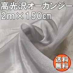 送料無料 高光沢 オーガンジー 生地 グレー 2ｍ 灰 手芸 無地 布 G09