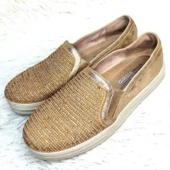 【美品】スケッチャーズ 25 SKECHERS ビーズ　ビジューラメ　スリッポン
