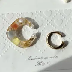 2点セット♡カラフルな天然石入りイヤーカフ①×シンプルイヤーカフ
