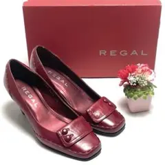 REGAL リーガル パンプス レッド レザー 22.5cm レディース 日本製