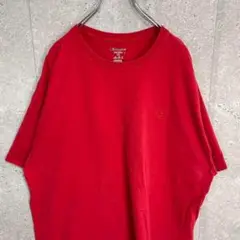 チャンピオン　刺繍ロゴ　レッド　オーバーサイズTシャツ　2XL