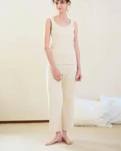 【新品タグ付き】《 nanadecor》オーガニックコットン スパンリブパンツ