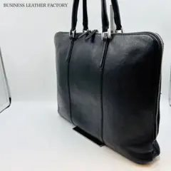 【美品】ビジネスレザーファクトリー ビジネスバッグ レザー A4 ブラック