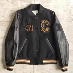 美品 コーチ COACH☆ スタジャン ウール レザー袖 S ブルゾン ワッペン