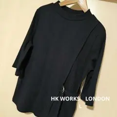 リブ編み五分袖 トップス ウエストベルト付き HK WORKS　LONDON