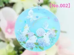 ✧SALE✧【No.002】ウサギと紫陽花のキーホルダー（シルバー）