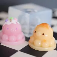 #0181シリコンモールド　タコ　プリン　ミニチュア　食玩　立体型　レジン　粘土