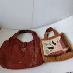 刺繍トートバッグ 赤2点セット
