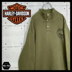 【希少】ハーレーダビッドソン ハイネック ハーフボタン スウェット 2XL