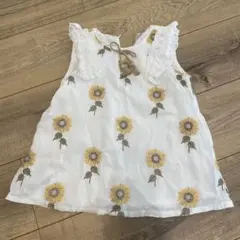 petit main ひまわり刺繍 ノースリーブワンピース 80