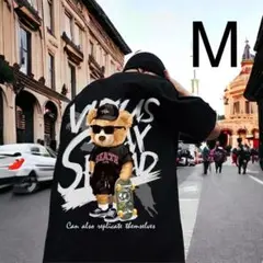 ビック　Ｔシャツ　ストリート　韓国　ヒップホップ　クマ　ブラック　プリント