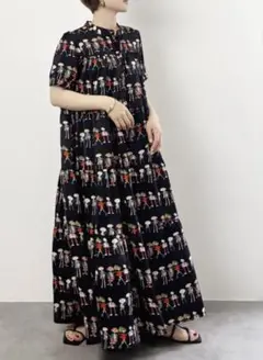 ピープル柄 ティアードワンピース 新品 未着用