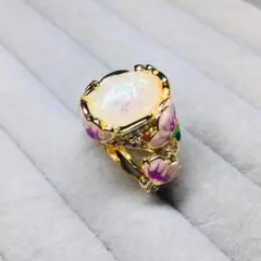 リング オパール デザイン 花柄 9号