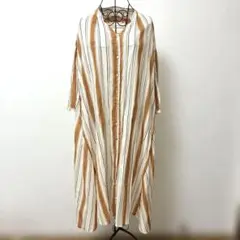 earth music&ecologyストライプ ロングシャツワンピース　フリー